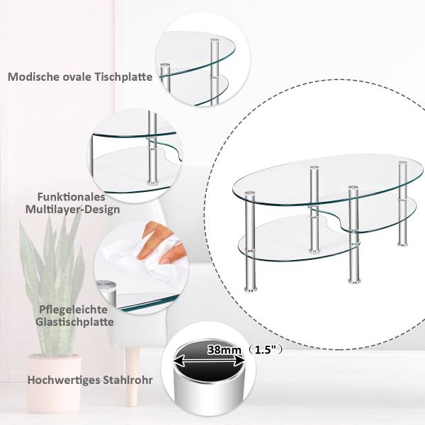 Couchtisch HV10456TR Metall - 90 x 45 x 50 cm