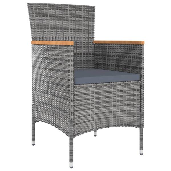 Garten-Essstühle 4er Set D1068 Grau - Rattan - 60 x 88 x 61 cm