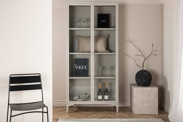 Vitrinenschrank Piring Beige - Metall - 90 x 190 x 40 cm