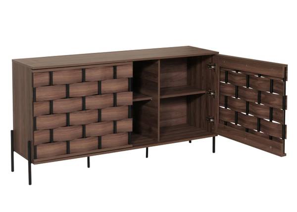 Sideboard Annetta Braun - Holzwerkstoff - Metall - 153 x 80 x 40 cm