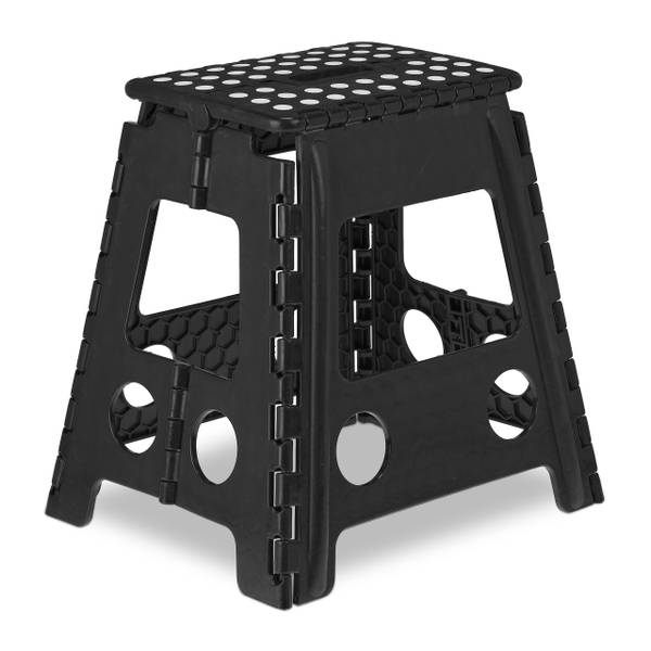 Klapphocker faltbar XL Schwarz - Weiß - Polypropylen - 39 x 39 x 3 cm