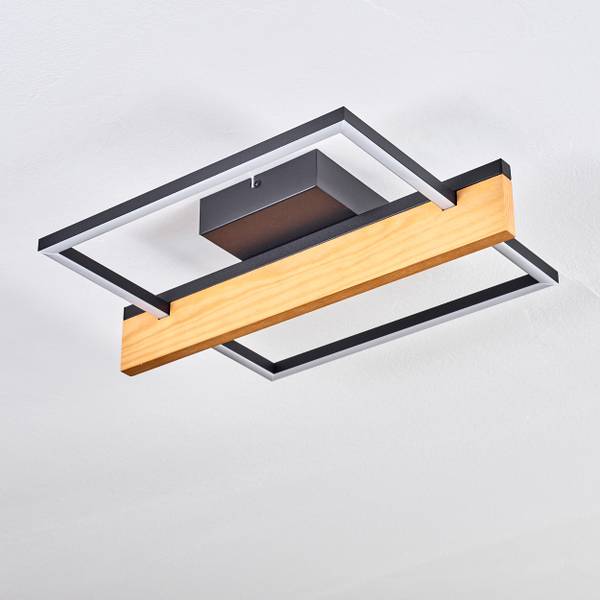 Deckenleuchte Palermo Schwarz - Weiß - Holzwerkstoff - Metall - 12 x 50 x 40 cm