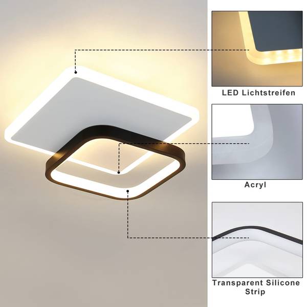 LED Deckenleuchte Vaynix Schwarz - 24 x 6 cm - Durchmesser Lampenschirm: 24 cm