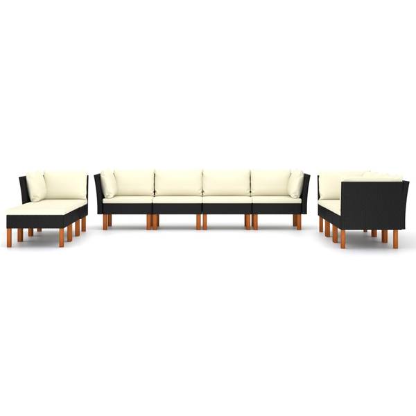 Garten-Sofa-Set 3009634-22 10-teilig Schwarz - Weiß