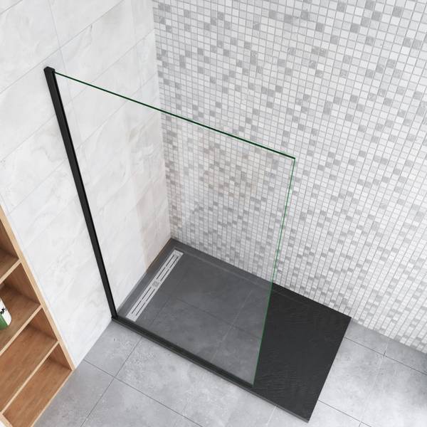 schwarze Duschwand Walk-In Schwarz - Sicherheitsglas - 60 x 200 x 1 cm