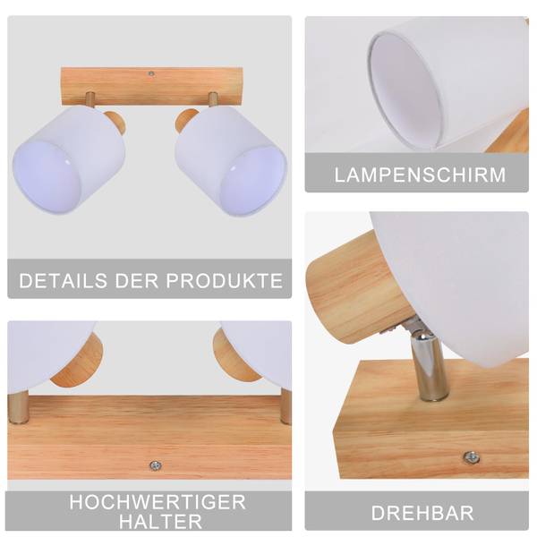 Deckenstrahler SALSW Braun - Weiß - 16 x 13 x 28 cm - Naturfaser - Textil - Durchmesser Lampenschirm: 11 cm