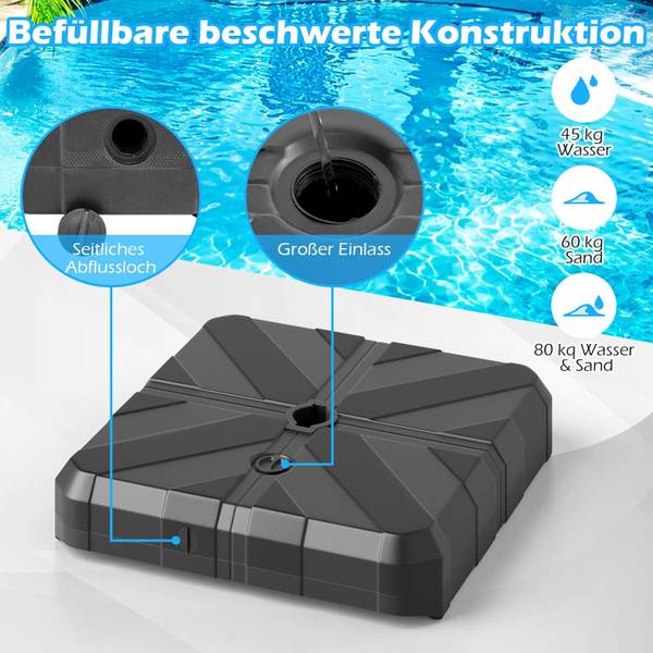 Sonnenschirmständer ZB34417DE Schwarz - Metall - 67 x 13 x 67 cm