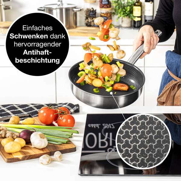 Pfannenset ohne Deckel gerader Rand Silber - Edelstahl