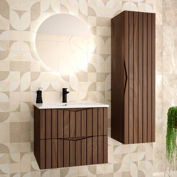 Hängesäule Siena Braun - Holzwerkstoff - 35 x 130 x 32 cm