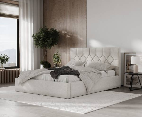 Polsterbett Brisa mit Stauraum  Inari Hellbeige - Liegefläche Breite: 180 cm