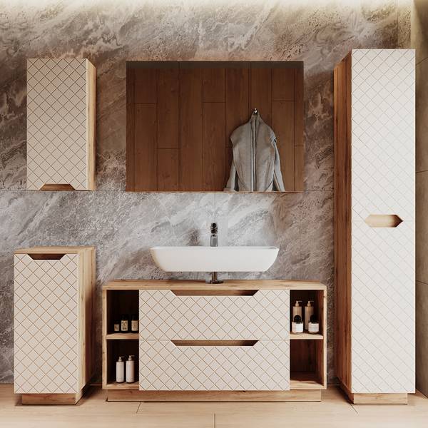 Badmöbel-Set Lotta 59422 Beige - Kaschmir - Eiche Dakota Dekor