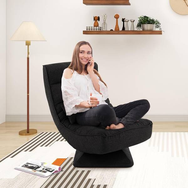 Vloerstoel TH32895 zwart - textiel - 63 x 93 x 71 cm