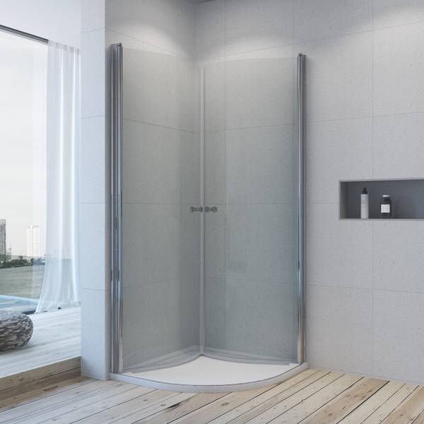 Runddusche FISMES Silber - Glas - 90 x 195 x 90 cm