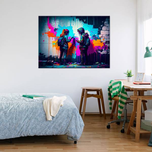 Canvas schilderij Mensen 60 x 40 cm