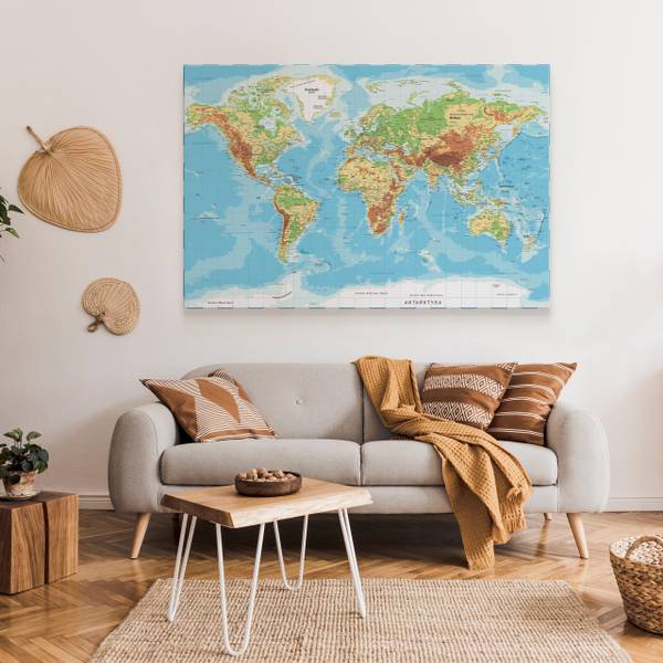 Afbeelding Canvas Wereldkaart GEOGRAFIE 100 x 70 x 70 cm