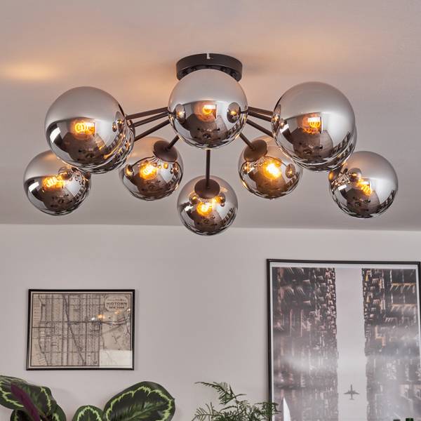 Deckenleuchte Fossobiubo Grau - Silber - Aluminium - Klarglas - 100 x 29 x 100 cm