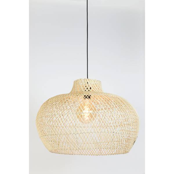 Hängeleuchte Charita Braun - Holzwerkstoff - Rattan - 60 x 43 x 60 cm