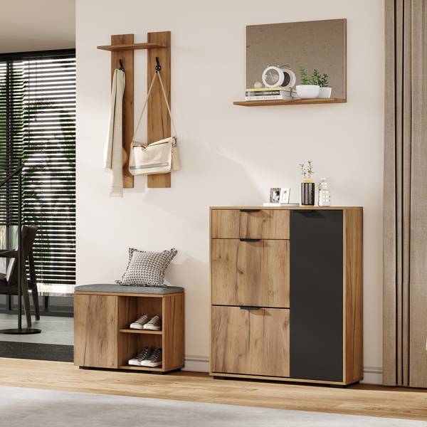 Garderobenset NaturSHEF Braun - Holzwerkstoff - 35 x 139 x 140 cm