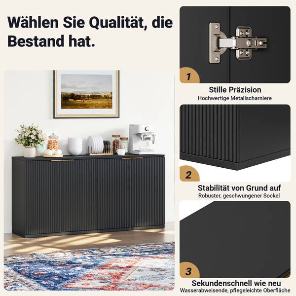 Sideboard QUASARNEXUS Schwarz - Holzwerkstoff - 80 x 80 x 40 cm