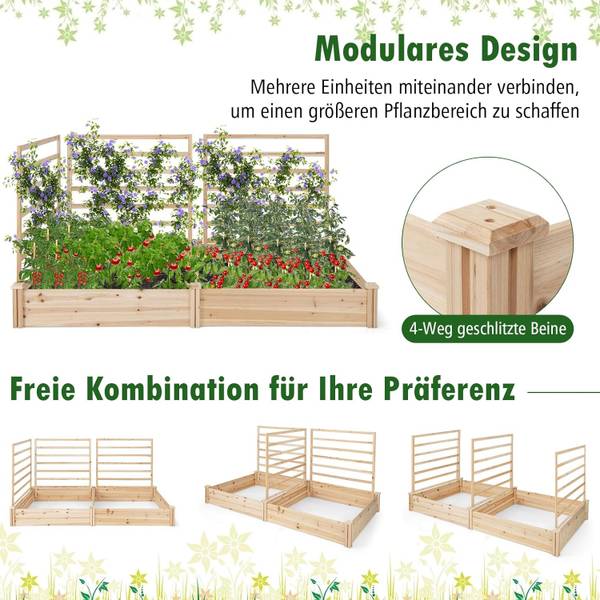Hochbeet SF6217ZM Braun - Massivholz - 114 x 110 x 222 cm