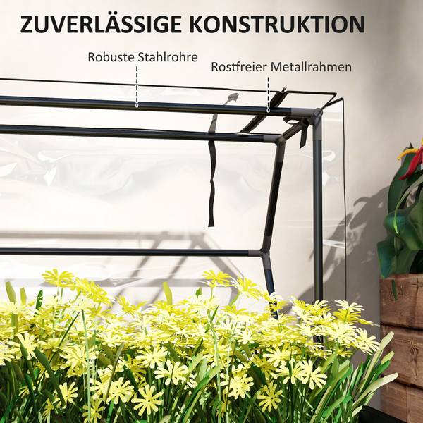 Hochbeet 84H-250V01BK Schwarz - Metall - 48 x 124 x 100 cm