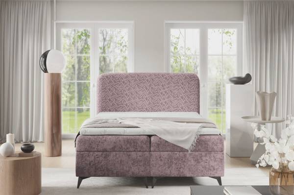 Boxspringbett TRIANA Rosé - Breite: 144 cm