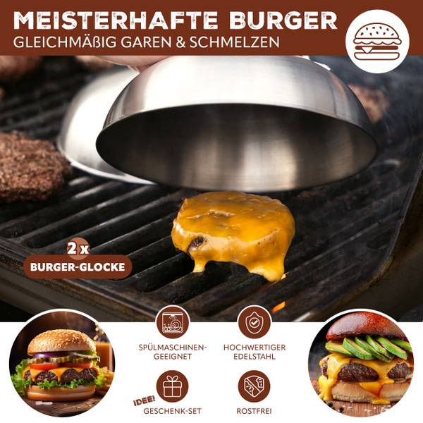 Burgerhaube 14183 2er-Set Silber - Metall - 18 x 9 x 18 cm