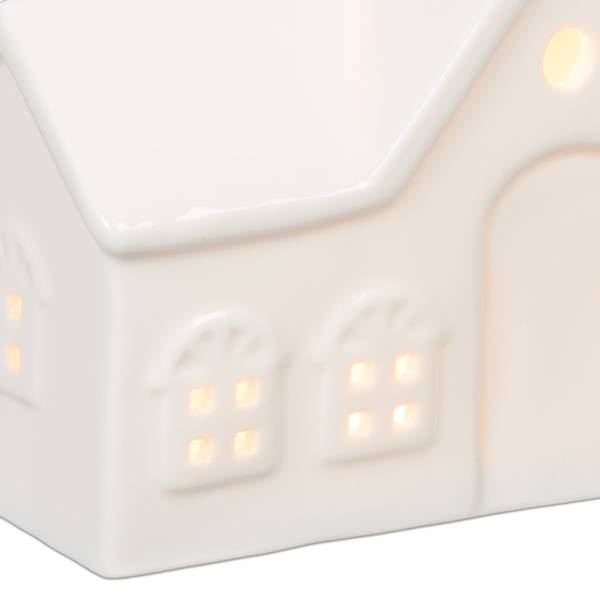 Photophore en forme de maison Blanc - Céramique - 11 x 9 x 6 cm