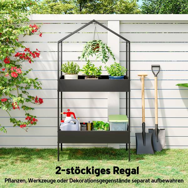 Plantenstandaard 84H-517V00BK zwart - metaal - 35 x 150 x 75 cm