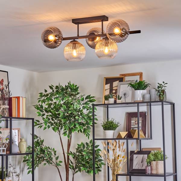 Deckenleuchte Cesaro Grau - Gelb - Metall - 21 x 21 x 97 cm