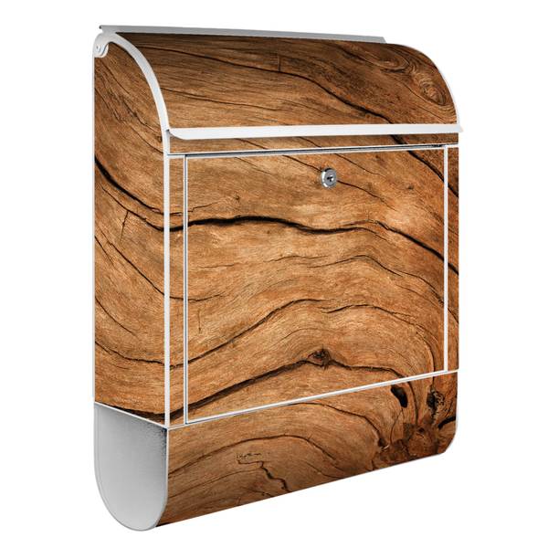 Briefkasten Stahl Trockenes Holz Weiß - Stahl - 38 x 46 x 13 cm