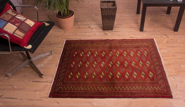 Handgeknüpft Kurzflorteppiche Rot - Wolle - 95 x 1 x 123 cm