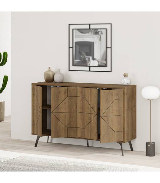 Sideboard 4 Türen Dune Braun - Holzwerkstoff - 35 x 78 x 123 cm