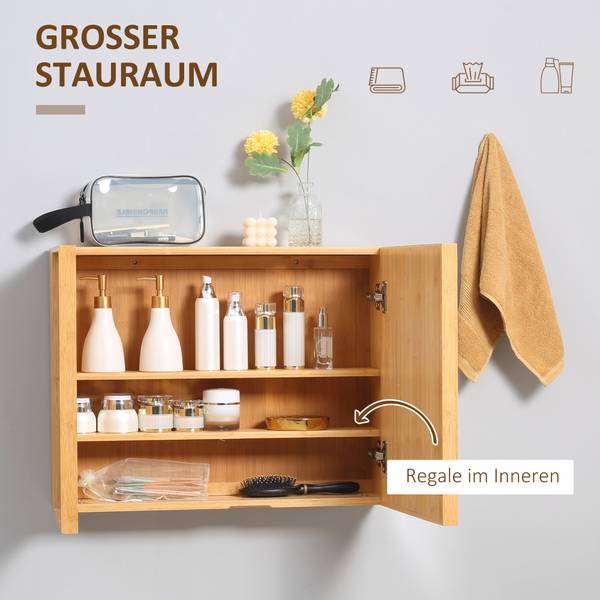 Spiegelschrank 834-515V00ND Braun - Bambus - 14 x 50 x 66 cm
