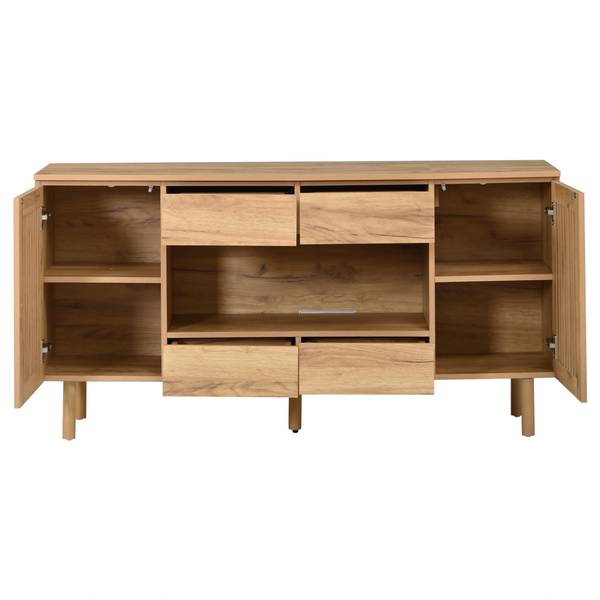 Sideboard Notus Ⅰ Braun - Holzwerkstoff - Massivholz - 140 x 71 x 35 cm