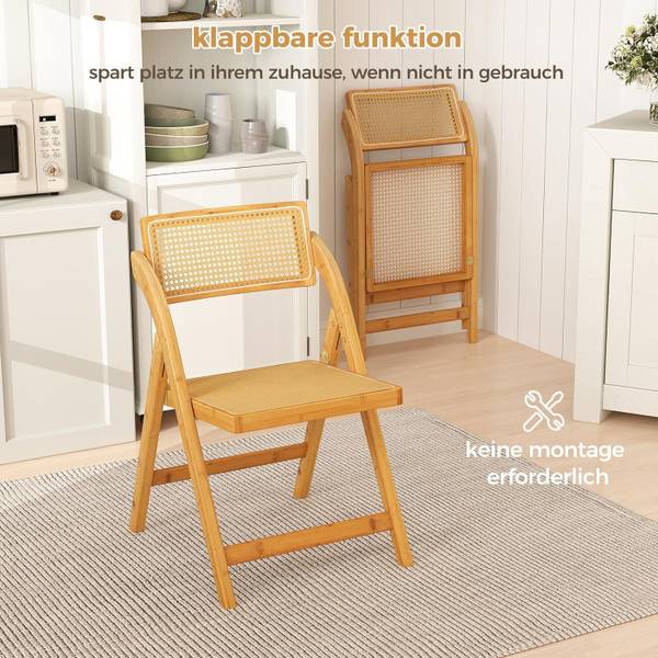 Klappstühle VH33993ZM-4DE(2er Set) Braun - Bambus - 49 x 80 x 56 cm