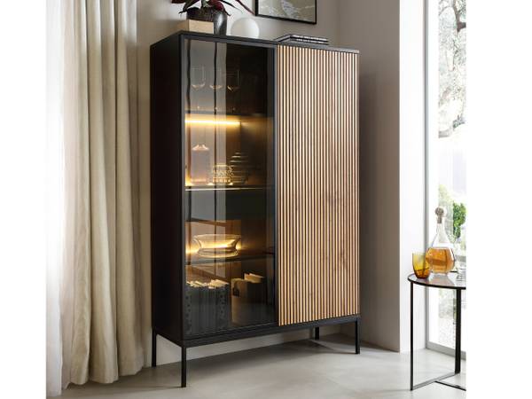 Vitrinenschrank DEO Braun - Grau - ABS - 104 x 166 x 39 cm