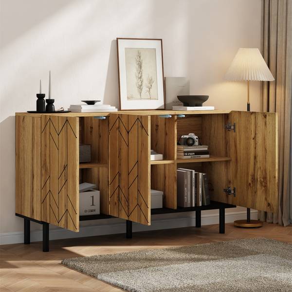 Sideboard Aphrodite Ⅸ Schwarz - Braun - Holzwerkstoff - 35 x 70 x 120 cm