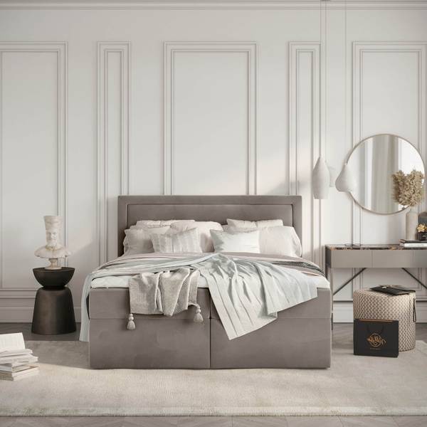 Premium Boxspringbett Jodan Magic Velvet Taupe - Liegefläche Breite: 120 cm