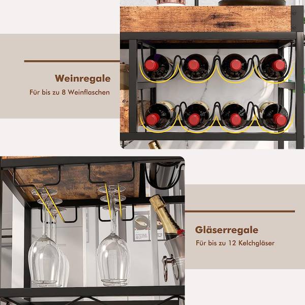 Servierwagen 3 Ebenen Braun - Holzwerkstoff - 40 x 83 x 80 cm