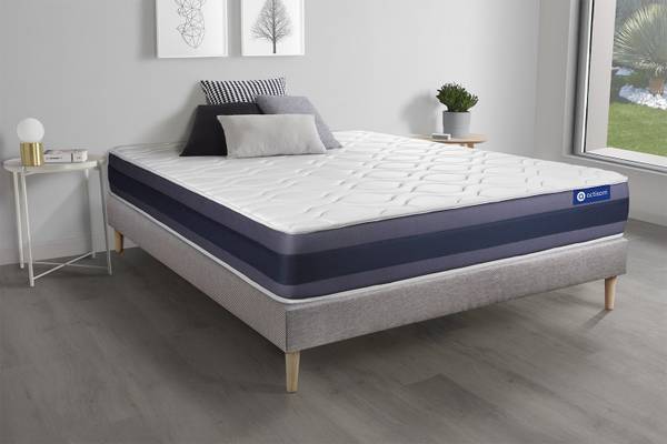 Bettgestell und Matratze Actilatex morp Grau - Massivholz - 130 x 53 x 220 cm