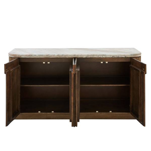 Dressoir BUREN beige - massief hout - 43 x 80 x 162 cm