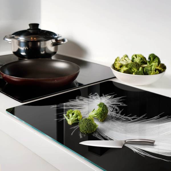 Glazen Snijplank Plumea wit - glas - 52 x 1 x 80 cm