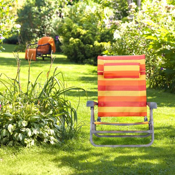 Opvouwbare strandstoel met armleuning oranje - rood - geel - polyester - staal - 59 x 78 x 85 cm