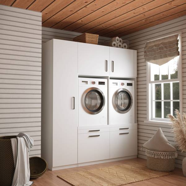 Armoire pour machine à laver Lyon Blanc - Bois manufacturé - 178 x 211 x 70 cm