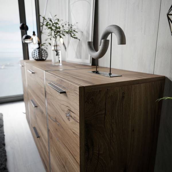 Dressoir ONYX LOFT Flagstaff bruin - plaatmateriaal op houtbasis - 158 x 81 x 41 cm