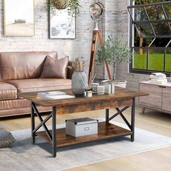 Couchtisch, Kaffeetisch mit Ablage Braun - Holzwerkstoff - 60 x 48 x 110 cm