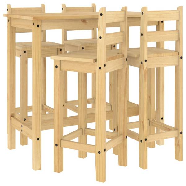 Bar-Set 5er Set XT2380 Braun - Massivholz - 57 x 101 x 112 cm