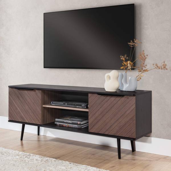 TV-Lowboard LANDI Schwarz - Braun - Aluminium - 150 x 60 x 41 cm