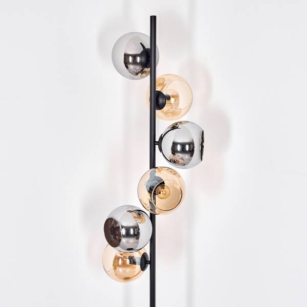 Stehlampe Cesaro Braun - Grau - Silber - Aluminium - Klarglas - 17 x 160 x 83 cm